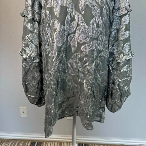 Jen's Pirate Booty by Free People Rising Star Mini Dress V-Neck Silver Sz Small - Picture 8 of 16